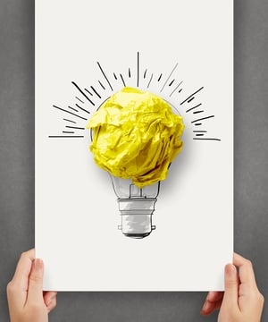 hand drawn light bulb with crumpled paper ball on paper poster as creative concept-1